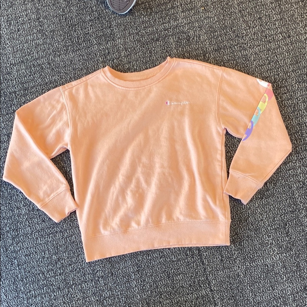 Champion Light Orange Sweatshirt with Multicolor Sleeve